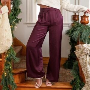 Altar’d State Satin Elegant Cranberry Women's Trousers